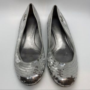 Coach Silver Sequin Flats